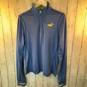 Hollister Men's 1/4 Zip Long Sleeve Performance Pullover Blue Size Large